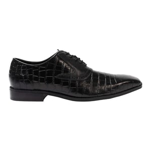 Giorgio Oxford-schoenen voor heren van Croc-volnerfleer (Zwart)