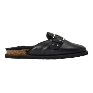 Steve Madden Damesclogs van suède met gesp in de kleur Evergreen (Zwart)
