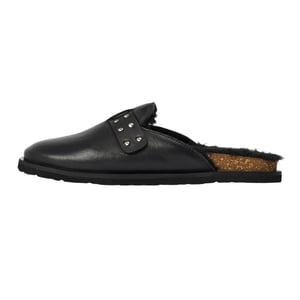 Steve Madden Damesclogs van suède met gesp in de kleur Evergreen (Zwart)