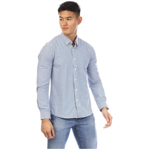 Peter Werth Heren Beasley Verticale Streep Lange Mouwen Shirt (Marineblauw/Wit)
