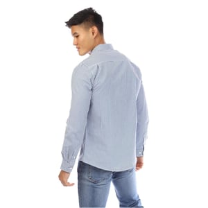 Peter Werth Heren Beasley Verticale Streep Lange Mouwen Shirt (Marineblauw/Wit)
