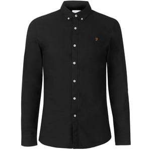 Farah Vintage Oxford-overhemd met lange mouwen en knoopsluiting voor heren (ZWART/GEEL)