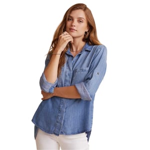 Bella Dahl Dames/Dames Denim Rugsplit Relaxed Fit Shirt met Lange Mouwen (Omberblauw)