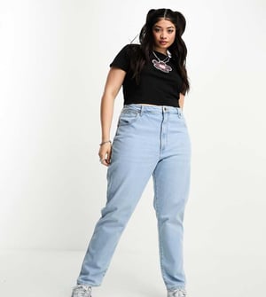 Wrangler Plus mom-jeans i blå vågdenim