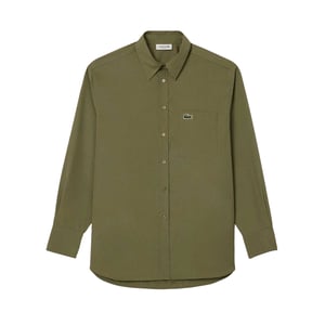 Lacoste Dames/Dames Popeline Oversized Overhemd (Kaki Groen)