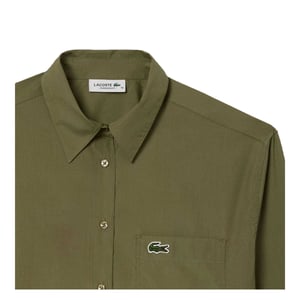 Lacoste Dames/Dames Popeline Oversized Overhemd (Kaki Groen)