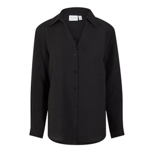 Vila Dames-shirt met lange mouwen, standaardpasvorm (Zwarte Schoonheid)