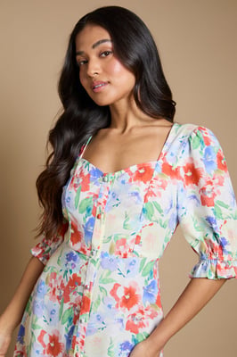 Petite Floral  Button Through Midi Dress