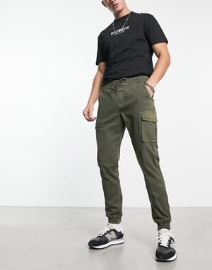 Bolongaro Trevor skinny fit cargobyxor med manschett i grön