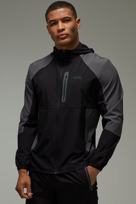 Man Active Colour Block Contrast Trim Windbreaker