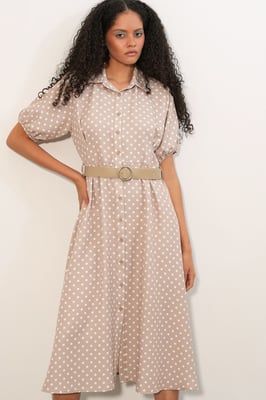 Polkadot Middellange Hemdjurk met Ceintuur