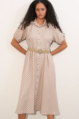 Polkadot Middellange Hemdjurk met Ceintuur
