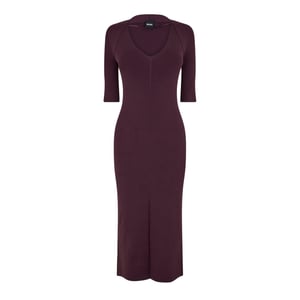Boss Fezanin midi-jurk met V-hals en 3/4-mouwen voor dames (Rood)
