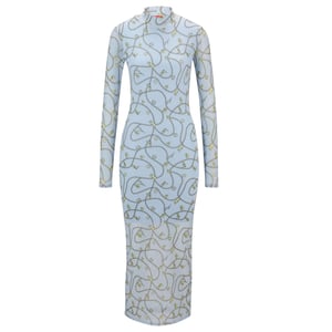 Hugo Nasuse 2 mesh-maxi-jurk voor dames (Blauw)