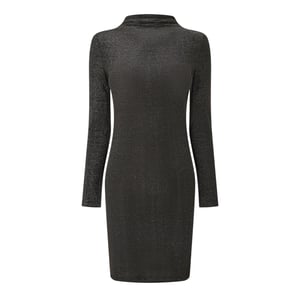 Pieces Dames/Dames Glitter Gebreide Bodycon Jurk met Hoge Kraag (Zwart)