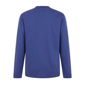 Off White Heren-T-shirt met ronde hals, normale pasvorm en lange mouwen (Donkerblauw/Wit)
