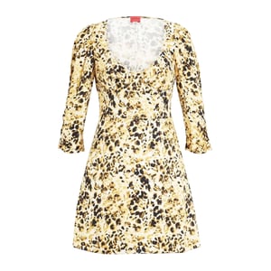 Hugo Dames/Dames Mini Jurk met Luipaardprint (Geel/Bruin)