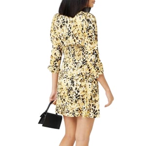 Hugo Dames/Dames Mini Jurk met Luipaardprint (Geel/Bruin)