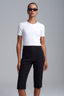 Hoge taille Rechte Capri Shorts Met Splits