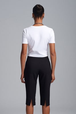 Hoge taille Rechte Capri Shorts Met Splits