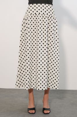 Hoge taille polkadot maxi rok