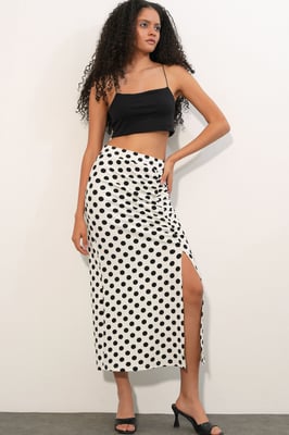 Hoge Taille Polka Dot Midi Rok
