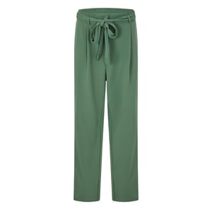 Vila Viclva effen rechte broek met strikriem voor dames (Eend Groen)