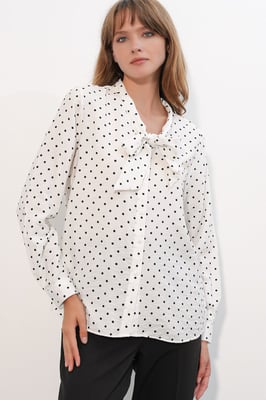 Polka Dot Poplin Blouse