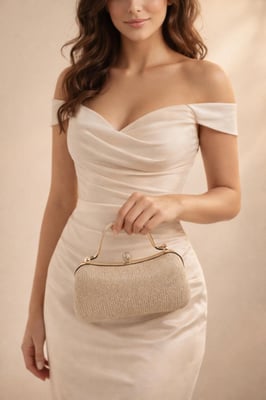 Diamonte Handle Glitter Clutch Bag with Chain Strap in Gold