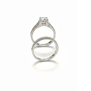 Women's Ring and Wedding Band Set in 925 Sterling Silver with Princess Cut Cubic Zirconia BIAN023