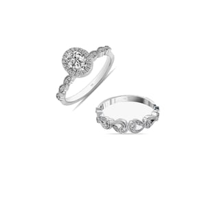Women's Duo Brilliant Ring Set in 925 Sterling Silver BIAN024