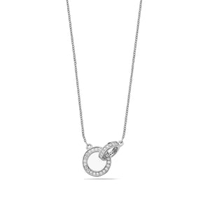 Vrouwen Zilveren Ketting met Dubbele Ring en Cubic Zirconia 925 Sterling Zilver BICLL040