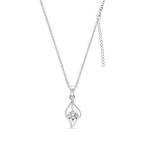 Women's Necklace Sterling Silver 925 with Teardrop Pendant and Sparkling Crystal BICLL038