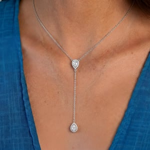 Vrouwen Dubbele Druppelketting in 925 Sterling Zilver BICLL028