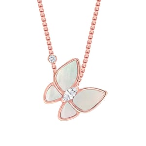 Damesketting met Vlindero pendant en Cubic Zirconia in Roze Goud en 925 Sterling Zilver BICLL035