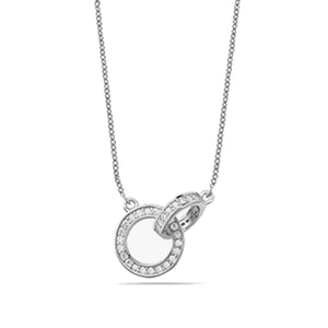 Women's Necklace Silver Circles with Cubic Zirconia in 925 Sterling Silver BICLL039