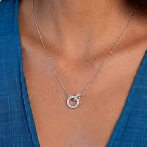 Women's Necklace Silver Circles with Cubic Zirconia in 925 Sterling Silver BICLL039
