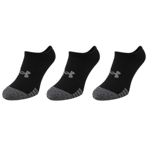 Under Armour 3-Pack HeatGear No Show Kids Black Socks
