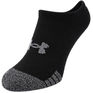 Under Armour 3-Pack HeatGear No Show Kids Black Socks