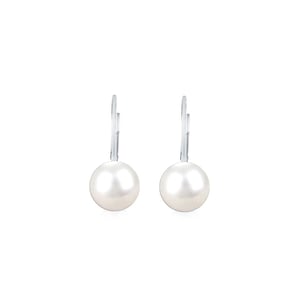Women's Earrings White Pearl Catalan Clasp 925 Sterling Silver BIPE040