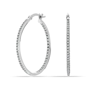Women's Hoop Earrings with Cubic Zirconia, 925 Sterling Silver BIPE028
