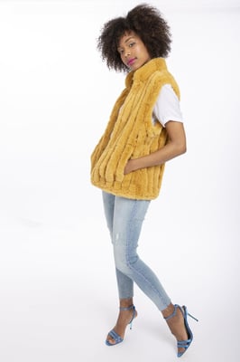 Faux Fur Faux Suede Vertical Stripe Gilet