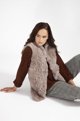 Hand Knitted Faux Fur Long Gilet