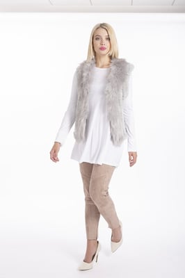 Faux Suede & Knitted Faux Fur Gilet
