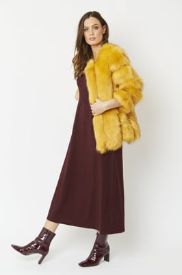 Faux Fur Ribbed Coat