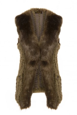 Hand Knitted Luxury Faux Fur Gilet with Faux Suede Base