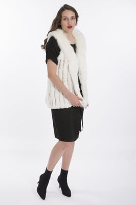 Hand Knitted Luxury Faux Fur Gilet with Faux Suede Base