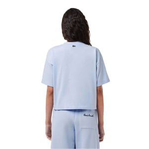 Lacoste Crop-T-shirt met ronde hals en logo voor dames (Blauw)
