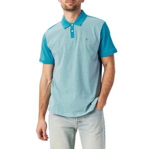 Original Penguin Heren Geometrisch Regular Korte Mouwen Polo Shirt (Blauwe Maan)