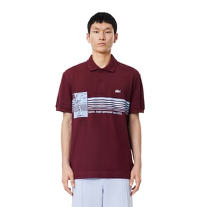 Lacoste Klassiek poloshirt voor heren van biologisch katoen, vervaardigd in Frankrijk (Rood)